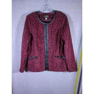 Bob Mackie Wearable Art Jacket Womens Medium Leather Trim (starting‎ to peel)